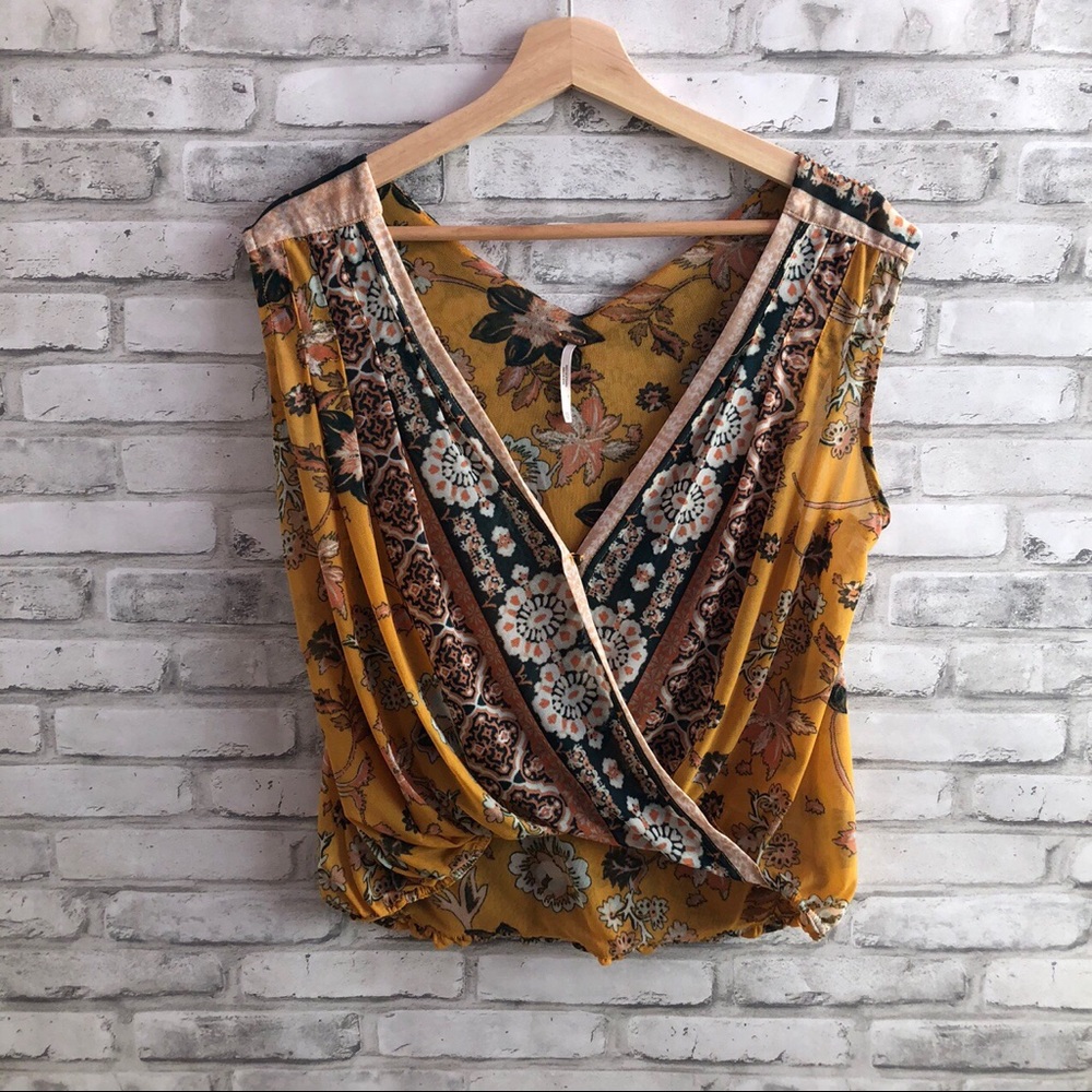 Free People Yellow Boho Havana Tank Top